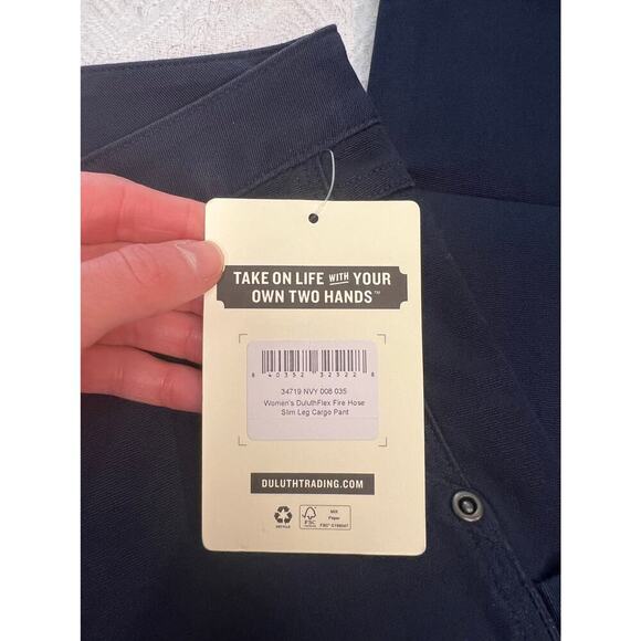 Duluth Women’s DuluthFlex Fire Hose Slim Leg Cargo Pant Navy work wear Utility - Picture 6 of 16